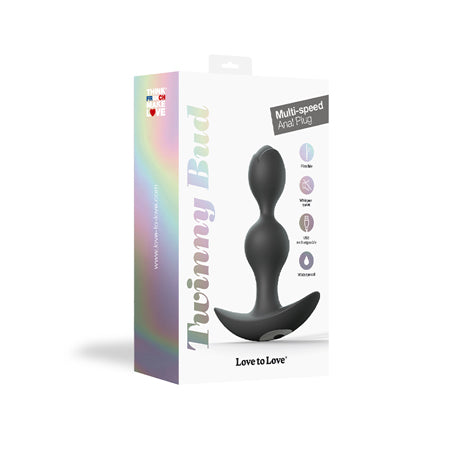 Love to Love Twinny Bud Rechargeable Silicone Multi-Speed Vibrating Anal Plug Black - Not Very Vanilla