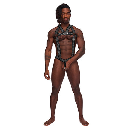 Male Power Elastic Harness with Ring BlackOS - Not Very Vanilla