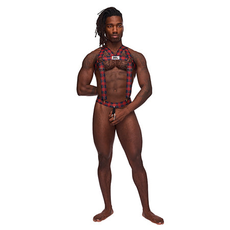 Male Power Elastic Harness with Ring Red OS - Not Very Vanilla