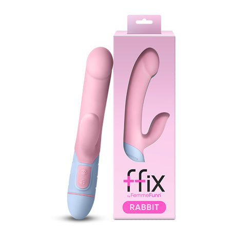 FemmeFunn FFIX Rabbit Waterproof Silicone Dual Stimulation G-Spot Vibrator Light Pink - Not Very Vanilla