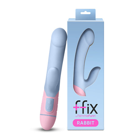 FemmeFunn FFIX Rabbit Waterproof Silicone Dual Stimulation G-Spot Vibrator Light Blue - Not Very Vanilla