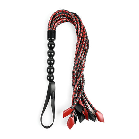 Sportsheets Saffron Braided Flogger Red/Black - Not Very Vanilla