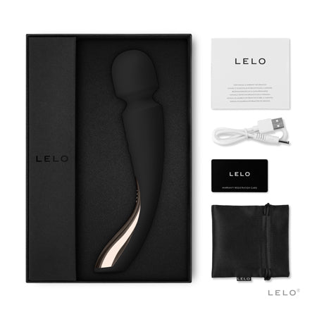 LELO SMART WAND 2 Medium Rechargeable Wand Vibrator Black - Not Very Vanilla