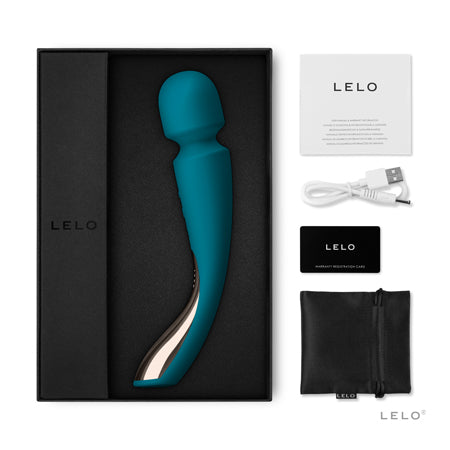 LELO SMART WAND 2 Medium Rechargeable Wand Vibrator Ocean Blue - Not Very Vanilla