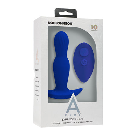 A-Play EXPANDER Rechargeable Silicone Anal Plug with Remote Blue - Not Very Vanilla