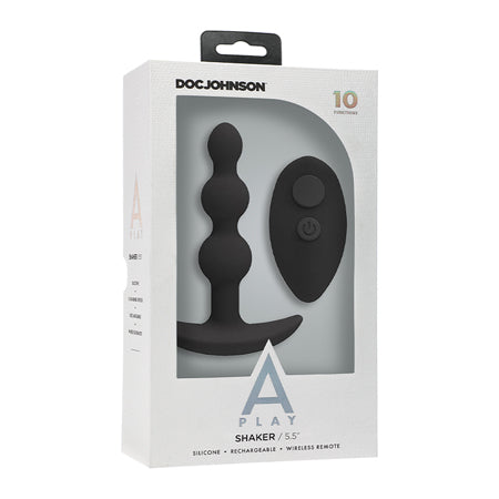 A-Play BEADED VIBE Rechargeable Silicone Anal Plug with Remote Black - Not Very Vanilla