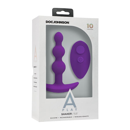 A-Play BEADED VIBE Rechargeable Silicone Anal Plug with Remote Purple - Not Very Vanilla