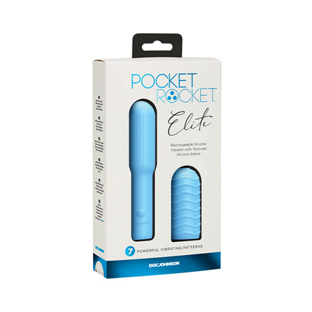 Pocket Rocket Elite Rechargeable Bullet With Removable Sleeve Sky Blue - Not Very Vanilla