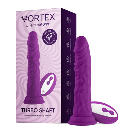 FemmeFunn Vortex Turbo Shaft 2.0 8 in. Vibrating Rotating Dildo Purple - Not Very Vanilla