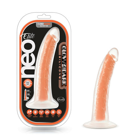 Blush Neo Elite Glow in the Dark Viper 7 in. Dual-Density Dildo Neon Orange - Not Very Vanilla