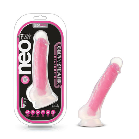 Blush Neo Elite Glow in the Dark Viper 7 in. Dual-Density Dildo Neon Pink - Not Very Vanilla