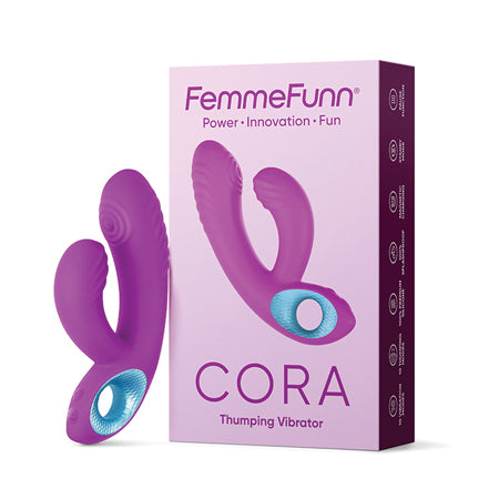 FemmeFunn Cora Rechargeable Silicone Thumping Dual Stimulation Vibrator Purple - Not Very Vanilla