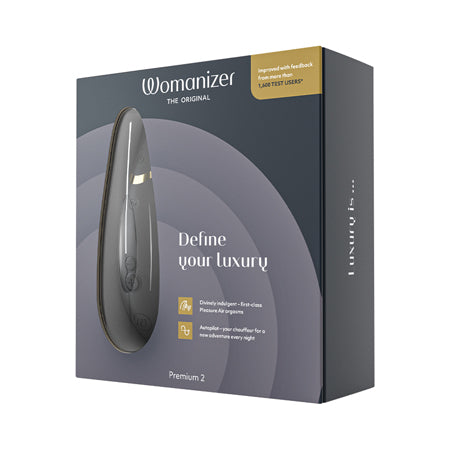 Womanizer Premium 2 Rechargeable Silicone Luxurious Pleasure Air Clitoral Stimulator Black - Not Very Vanilla