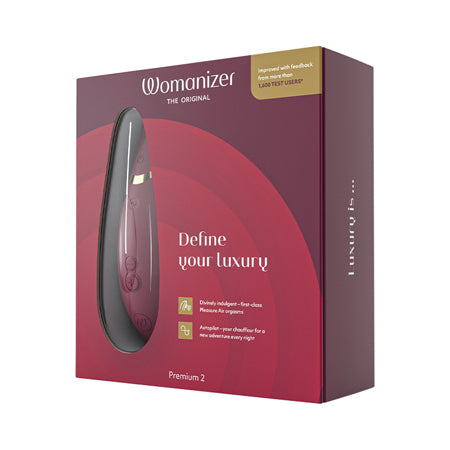 Womanizer Premium 2 Rechargeable Silicone Luxurious Pleasure Air Clitoral Stimulator Bordeaux - Not Very Vanilla