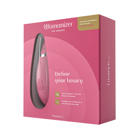 Womanizer Premium 2 Rechargeable Silicone Luxurious Pleasure Air Clitoral Stimulator Raspberry - Not Very Vanilla