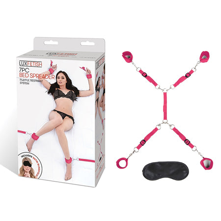 Lux Fetish 7-Piece Bed Spreader Playful Restraint System Hot Pink - Not Very Vanilla