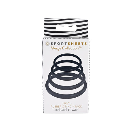 Sportsheets Merge Collection Navy Rubber O-Ring 4-Pack - Not Very Vanilla