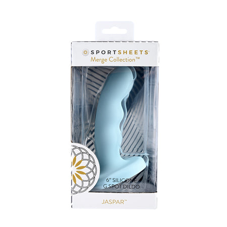 Sportsheets Merge Collection Jaspar 6 in. Silicone G-Spot Dildo with Suction Cup Aqua - Not Very Vanilla