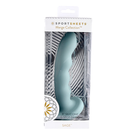 Sportsheets Merge Collection Sage 8 in. Silicone G-Spot Dildo with Suction Cup Green - Not Very Vanilla