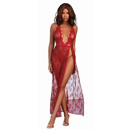 Dreamgirl Lace Gown & G-String Garnet Large Hanging - Not Very Vanilla