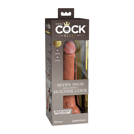 Pipedream King Cock Elite 7 in. Dual Density Silicone Cock Realistic Dildo With Suction Cup Tan - Not Very Vanilla