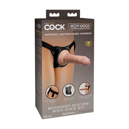 Pipedream King Cock Elite Beginner's Silicone Body Dock Kit With Dildo Beige/Black - Not Very Vanilla