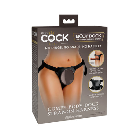 Pipedream King Cock Elite Comfy Body Dock Strap-On Harness Black - Not Very Vanilla