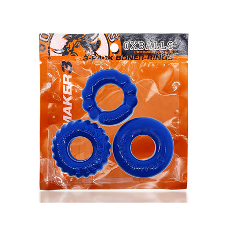 OxBalls Bonemaker 3-Pack Boner Cockring Kit FLEXtpr Pool Blue - Not Very Vanilla