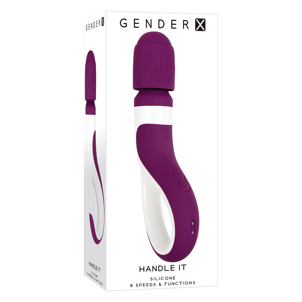 Gender X Handle It Rechargeable Silicone Wand Vibrator With Handle Purple