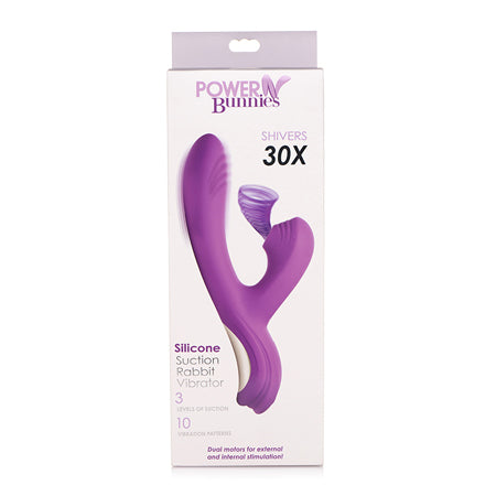 Curve Toys Power Bunny Shivers Rechargeable Silicone Suction Dual Stimulation Vibrator Purple - Not Very Vanilla