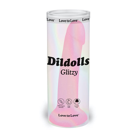 Love to Love Dildolls Glitzy 7 in. Silicone Dildo Pink Glitter - Not Very Vanilla