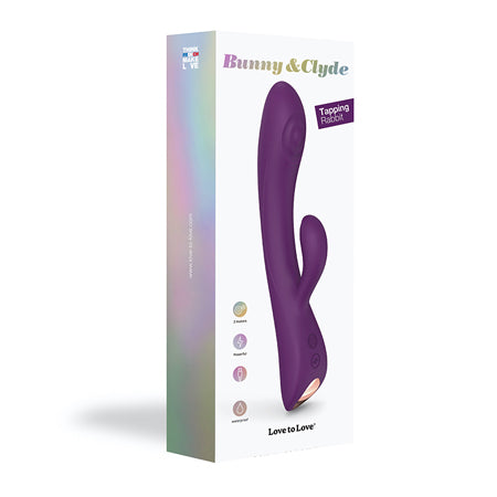 Love to Love Bunny & Clyde Rechargeable Tapping Rabbit Silicone Vibrator Purple Rain - Not Very Vanilla