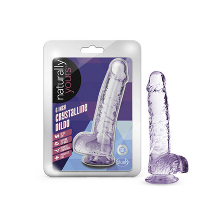 Blush Naturally Yours Crystalline 6 in. Dildo with Balls & Suction Cup Amethyst - Not Very Vanilla