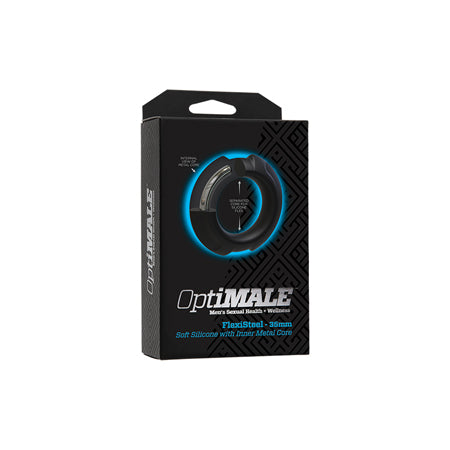 OptiMALE FlexiSteel Silicone, Metal Core Cock Ring 35 mm Black - Not Very Vanilla