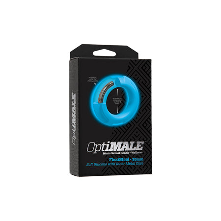 OptiMALE FlexiSteel Silicone, Metal Core Cock Ring 35 mm Blue - Not Very Vanilla