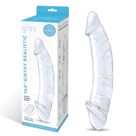 Glas 10.5 in. Girthy Realistic Glass Double Dong Dildo - Not Very Vanilla