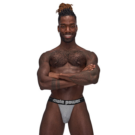 Male Power Sexagon Strappy Ring Jock Gray L/XL - Not Very Vanilla