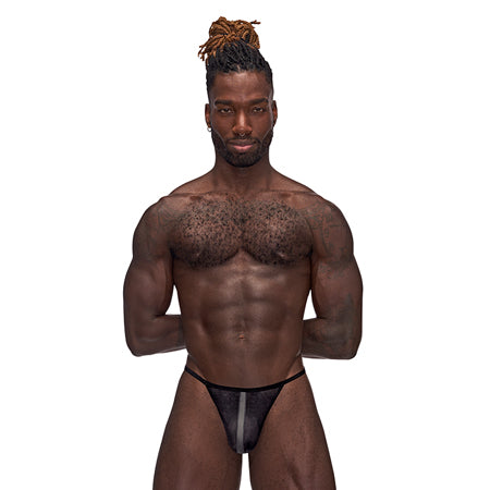 Male Power Landing Strip Micro Thong Black S/M - Not Very Vanilla