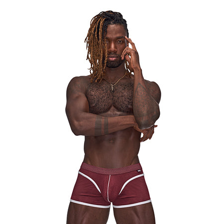 Male Power Sport Mesh Sport Mini Short Burgundy S - Not Very Vanilla