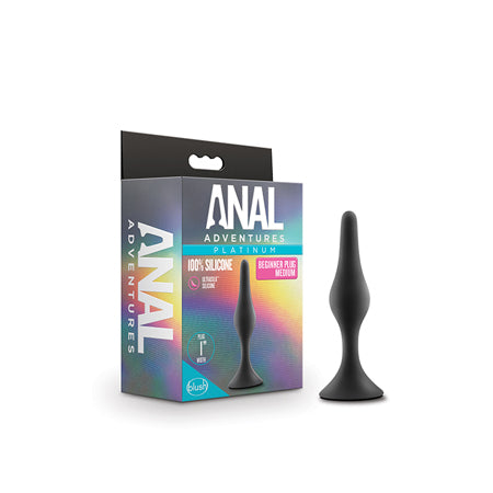 Blush Anal Adventures Platinum Silicone Beginner Plug Medium Black - Not Very Vanilla