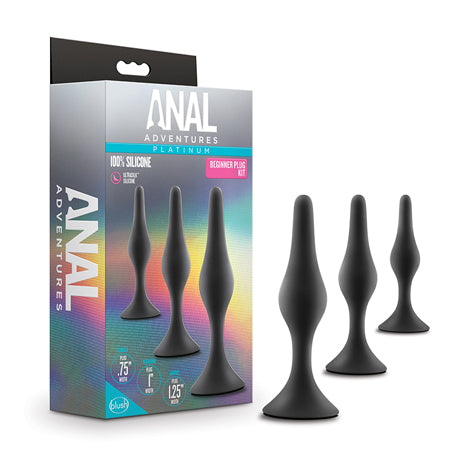 Blush Anal Adventures Platinum Silicone 3-Piece Beginner Plug Kit Black - Not Very Vanilla