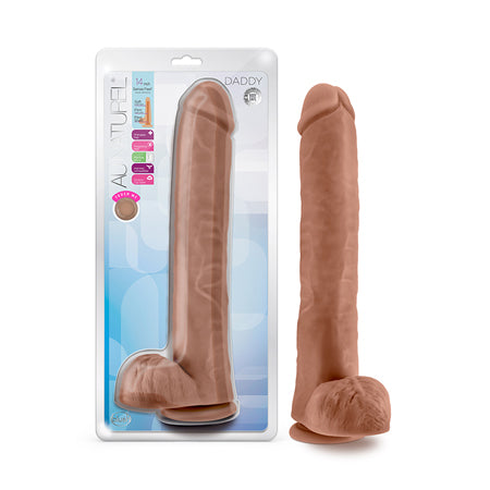 Blush Au Naturel Daddy 14 in. Posable Dual Density Dildo with Balls & Suction Cup Tan - Not Very Vanilla