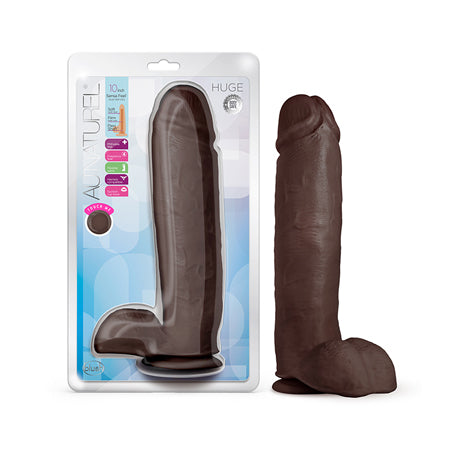 Blush Au Naturel Huge 10 in. Posable Dual Density Dildo with Balls & Suction Cup Brown - Not Very Vanilla