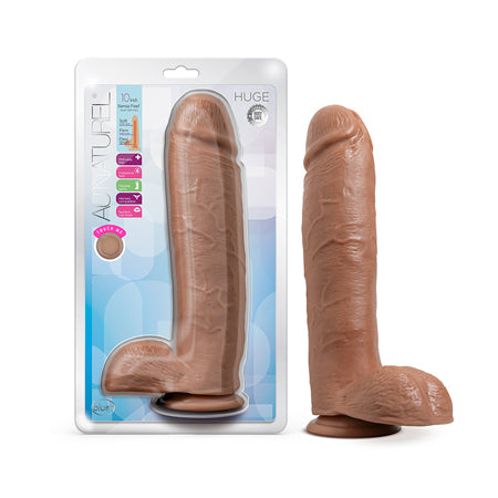 Blush Au Naturel Huge 10 in. Posable Dual Density Dildo with Balls & Suction Cup Tan - Not Very Vanilla