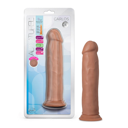 Blush Au Naturel Carlos 9 in. Posable Dual Density Dildo with Suction Cup Tan - Not Very Vanilla