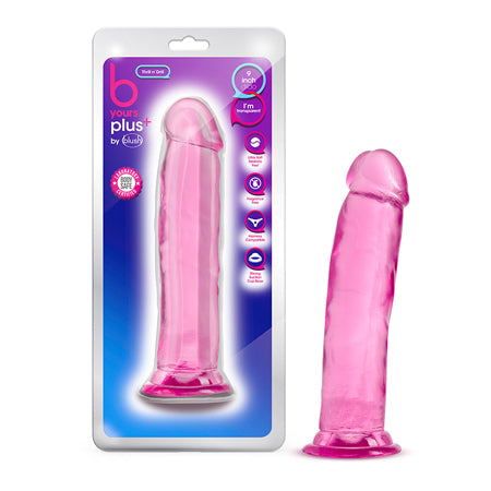 Blush B Yours Plus Thrill n' Drill 9 in. Dildo with Suction Cup Pink - Not Very Vanilla