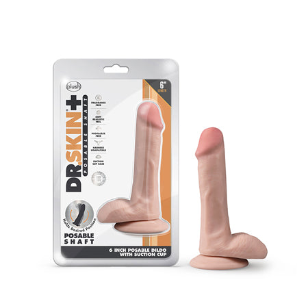 Blush Dr. Skin Plus Realistic 6 in. Triple Density Posable Dildo with Balls & Suction Cup Beige - Not Very Vanilla