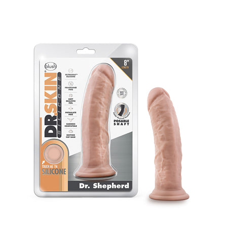 Blush Dr. Skin Silicone Dr. Shepherd Realistic 8 in. Posable Dildo with Suction Cup Beige - Not Very Vanilla