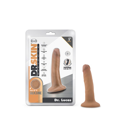 Blush Dr. Skin Silicone Dr. Lucas Realistic 5 in. Posable Dildo with Suction Cup Tan - Not Very Vanilla