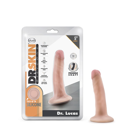 Blush Dr. Skin Silicone Dr. Lucas Realistic 5 in. Posable Dildo with Suction Cup Beige - Not Very Vanilla